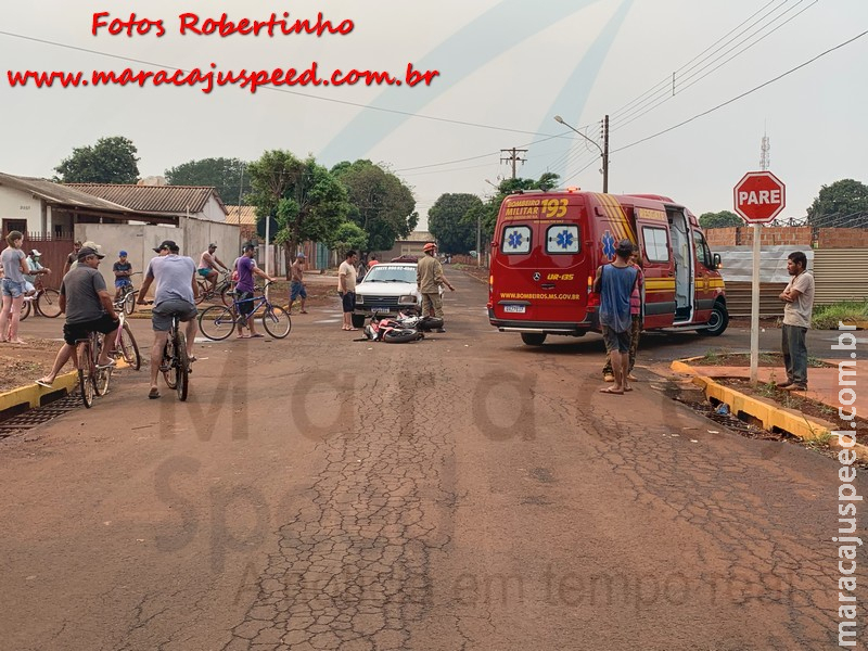 Maracaju: Corpo de Bombeiros atendem ocorrência de colisão entre motocicleta e veículo na Vila Juquita