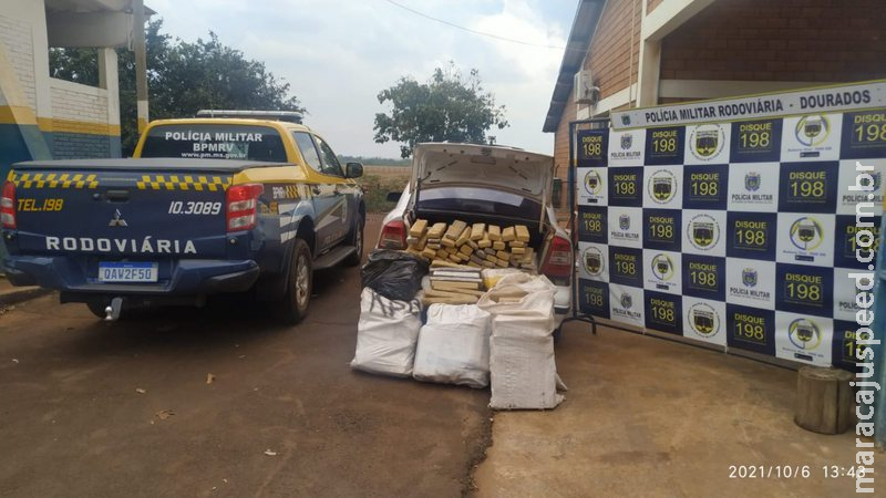 Polícia apreende 297 quilos de maconha após perseguição na BR-463 Polícia apreende 297 quilos de maconha após perseguição na BR-463