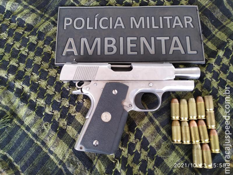 Polícia Militar Ambiental prende jovem de 21 anos por disparos e porte ilegal de pistola e munições estrangeiras de grosso calibre