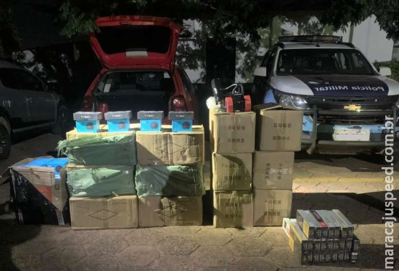 Veículo com mercadorias contrabandeadas é apreendido na MS-386 Veículo com mercadorias contrabandeadas é apreendido na MS-386