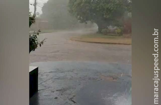 Forte chuva com ventania alagou ruas de Ponta Porã 