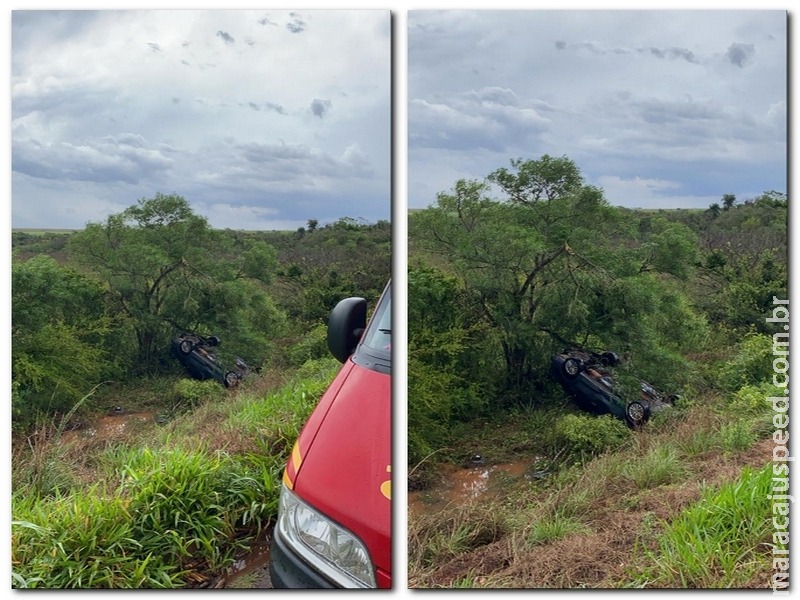 Maracaju: Corpo de Bombeiros atendem ocorrência de capotamento na MS-162. Veículo atingiu copa de árvores