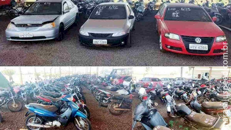 Com carro a partir de R$ 3 mil e moto por R$ 900, leilão do Detran-MS recebe lances até o dia 17 de dezembro Com carro a partir de R$ 3 mil e moto por R$ 900, leilão do Detran-MS recebe lances até o dia 17 de dezembro