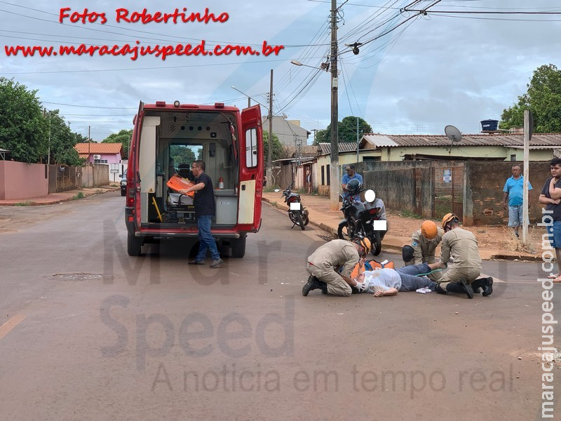 Maracaju: Corpo de Bombeiros atendem ocorrência de colisão entre motociclistas na Rua Antônio de Souza Marcondes