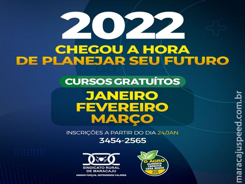 Sindicato Rural de Maracaju disponibiliza cursos gratuitos para o primeiro trimestre de 2022