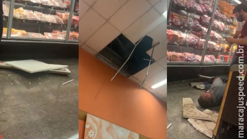 Trabalhador que caiu de teto que desabou em supermercado de Campo Grande está hospitalizado