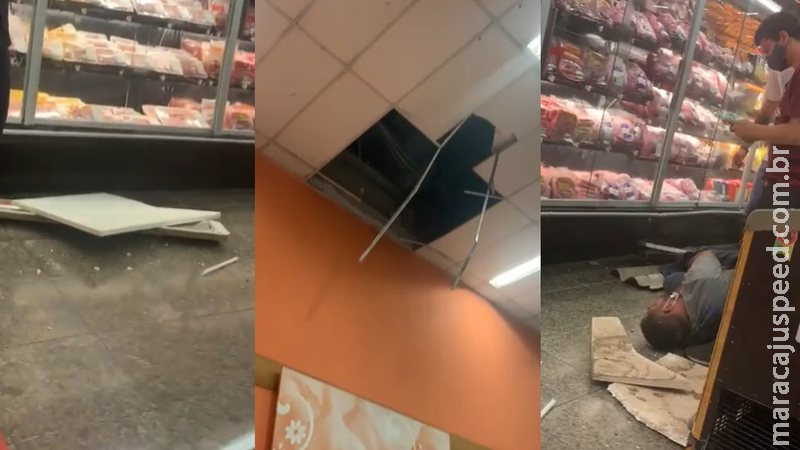Trabalhador que caiu de teto que desabou em supermercado de Campo Grande está hospitalizado Trabalhador que caiu de teto que desabou em supermercado de Campo Grande está hospitalizado