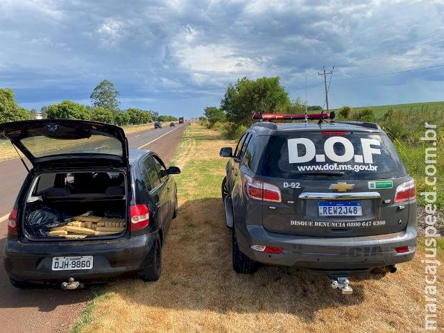 Dupla é presa pelo DOF com mais de 300 quilos de drogas entre Caarapó e Juti