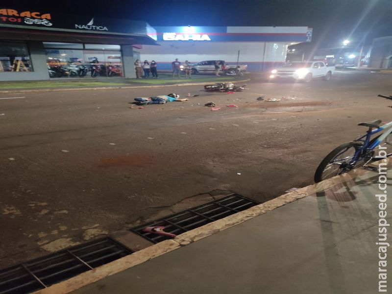 Maracaju: Corpo de Bombeiros atendem grave acidente de colisão entre motocicleta e veículo na região central Maracaju: Corpo de Bombeiros atendem grave acidente de colisão entre motocicleta e veículo na região central