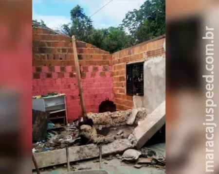 Pai e bebê ficam feridos depois de telhado de casa desabar Pai e bebê ficam feridos depois de telhado de casa desabar