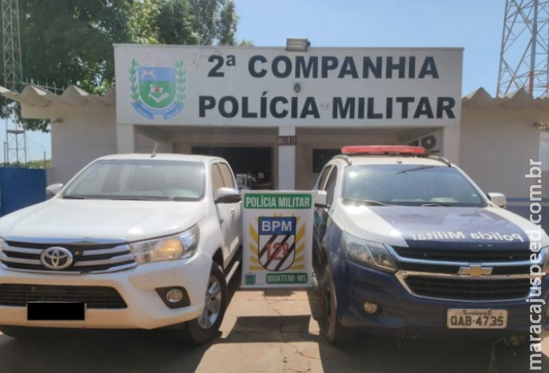 Trio abandona caminhonete roubada após perseguição em Iguatemi
