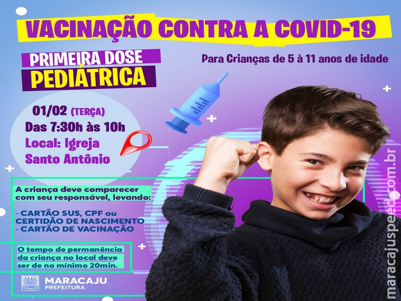 Vacinação Pediátrica: Confira o horário para a vacinação de crianças de 5 a 11 anos contra a Covid-19 na terça-feira (01)