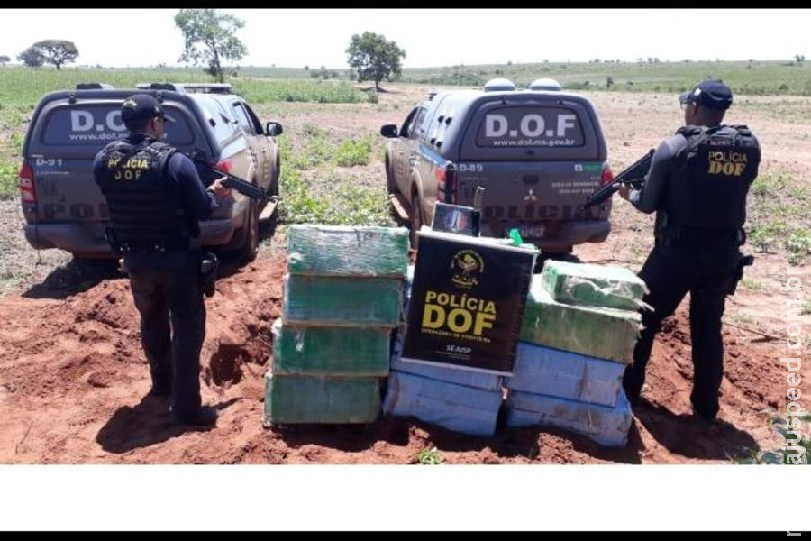 Cocaína avaliada em R$ 50 milhões é encontrada enterrada em fazenda de MS 