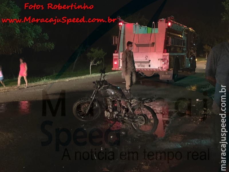 Maracaju: Corpo de Bombeiros atendem ocorrência de incêndio em motocicleta na Vila Juquita