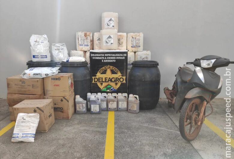 Homem é preso por estocar litros de agrotóxico avaliados em R$ 180 mil Homem é preso por estocar litros de agrotóxico avaliados em R$ 180 mil