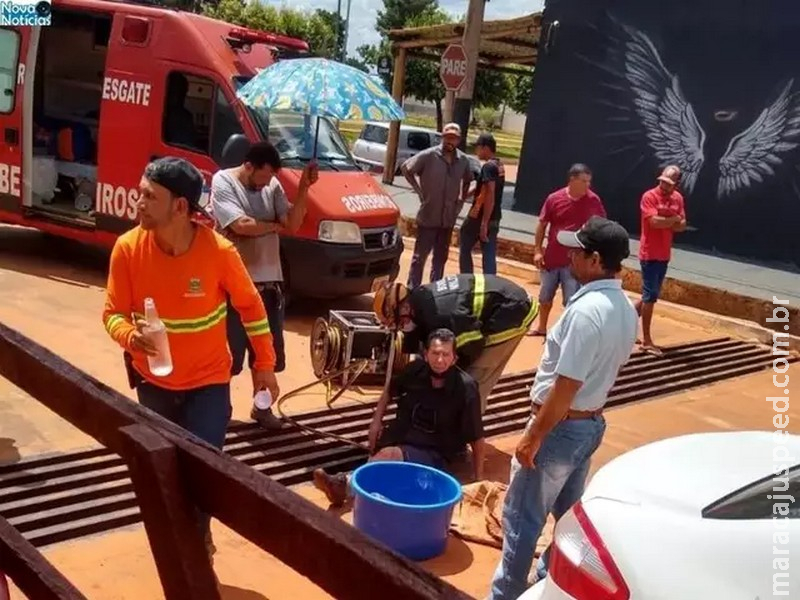 Idoso de 81 anos cai em bueiro, se fere e fica mais de 1 hora preso