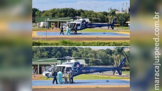 Adolescente que sofreu acidente em Mundo Novo é transferido de helicóptero para Toledo Adolescente que sofreu acidente em Mundo Novo é transferido de helicóptero para Toledo