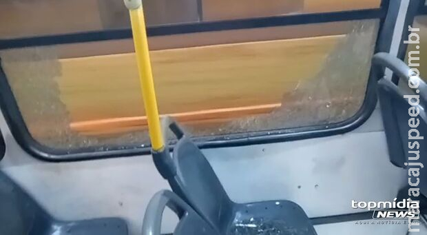 Bandidos quebram vidro de ônibus com pedradas no Jardim Uirapuru