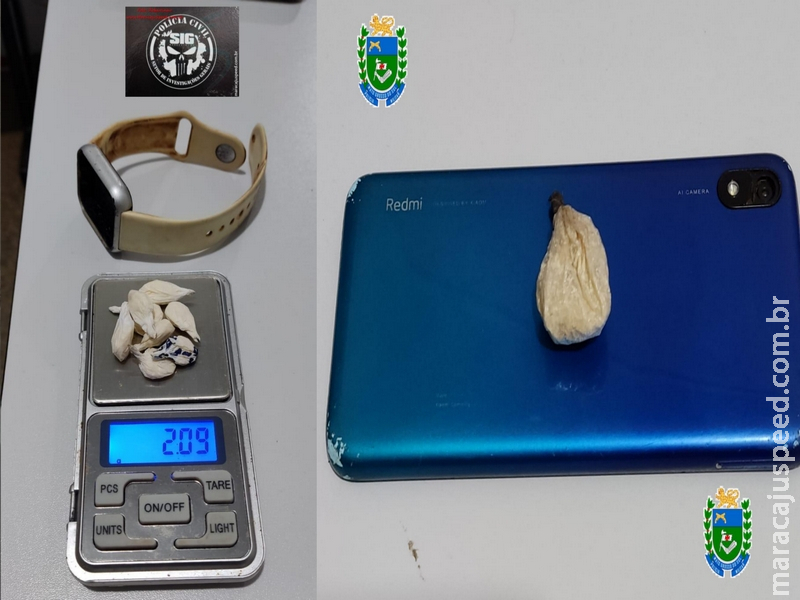 Maracaju: Polícia Militar e Polícia Civil prendem homem por tráfico de drogas. Traficante escondia droga em relógio digital de pulso