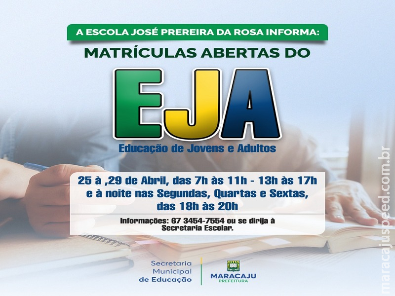 Prefeitura de Maracaju abre inscrições para o EJA – Ensino de Jovens e Adultos