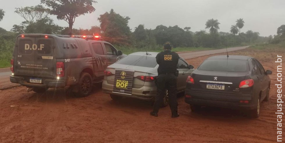 DOF recupera dois carros roubados no Rio Grande do Sul que eram levados para Tacuru para pagar dívida com traficantes 