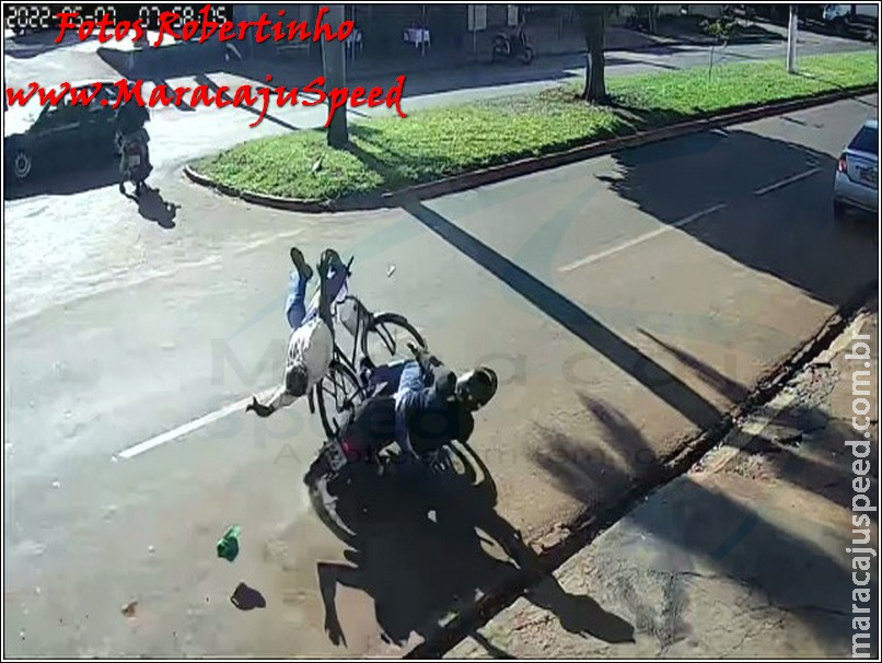 Maracaju: Acidente entre ciclista e motociclista na Av. Marechal Deodoro da Fonseca