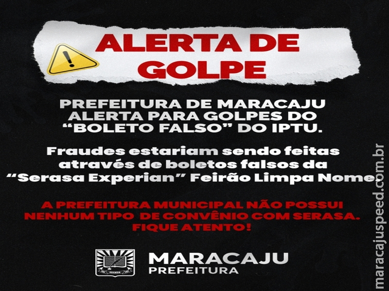 Prefeitura de Maracaju alerta para golpes do “boleto falso” do IPTU
