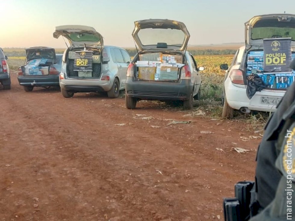 Comboio com mais de R$ 1 milhão em contrabando é apreendido em Dourados Comboio com mais de R$ 1 milhão em contrabando é apreendido em Dourados