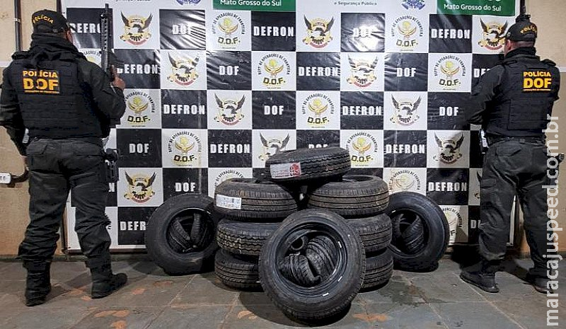 Durante fiscalização DOF apreende arma de fogo e pneus contrabandeados