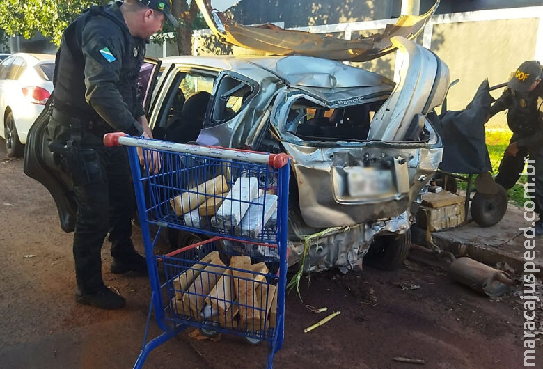 Traficante capota carro em plantação com mais de 200 quilos de maconha