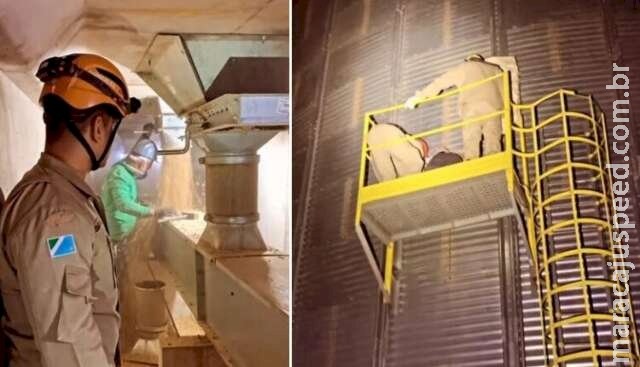Corpo de funcionário soterrado é retirado de silo após mais de 20h de trabalho Corpo de funcionário soterrado é retirado de silo após mais de 20h de trabalho