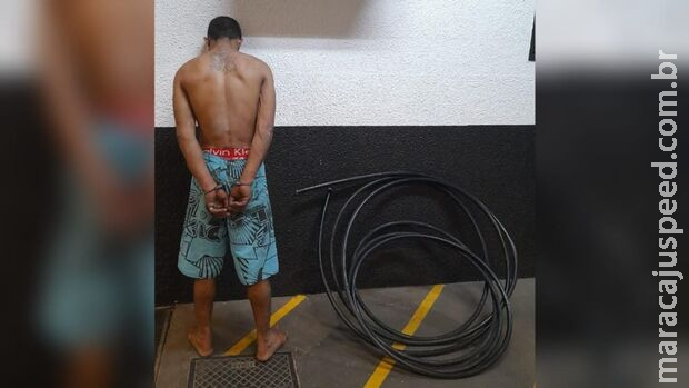 Homem é preso cortando fios na Calógeras Homem é preso cortando fios na Calógeras