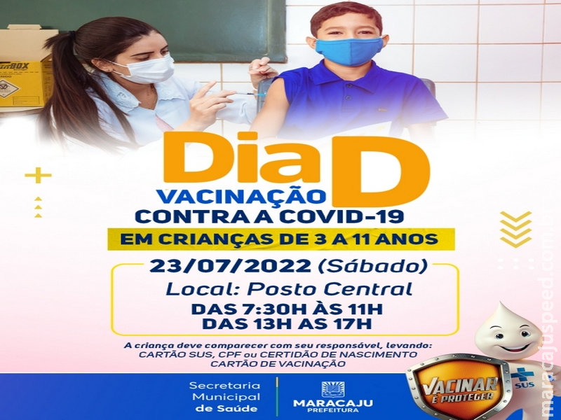 Prefeitura de Maracaju realizará Dia D de Vacinação infantil contra a COVID-19 neste sábado (23)