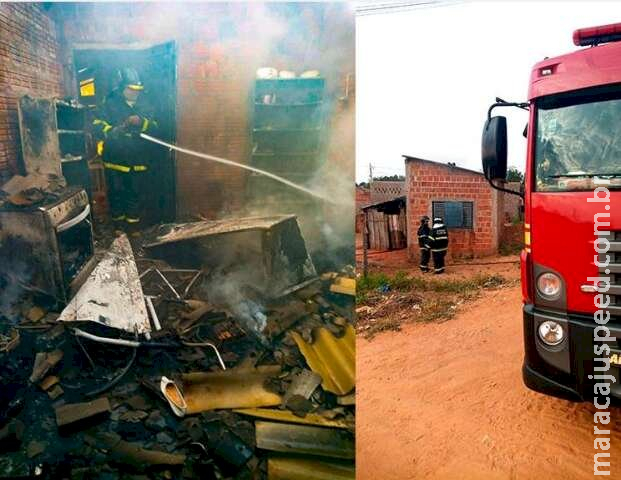 Casa pega fogo e morador perde quase tudo em incêndio em Aquidauana 