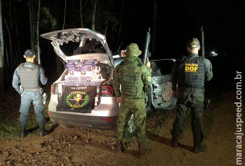 Perseguição termina com veículo recuperado e apreensão de pistola, cigarro e material de descaminho Perseguição termina com veículo recuperado e apreensão de pistola, cigarro e material de descaminho