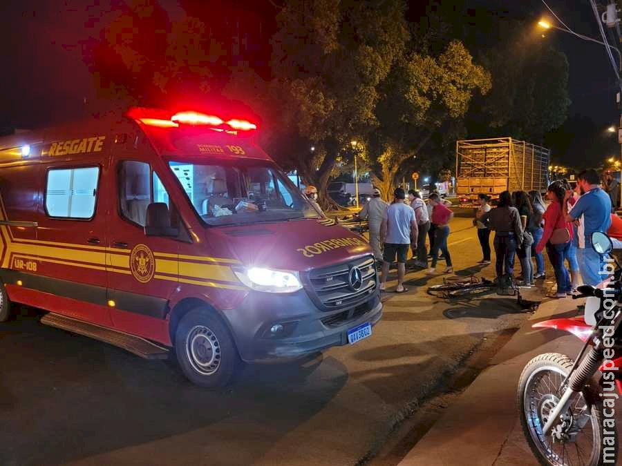 É grave estado de ciclista que sofreu acidente com caminhão em Sidrolândia É grave estado de ciclista que sofreu acidente com caminhão em Sidrolândia