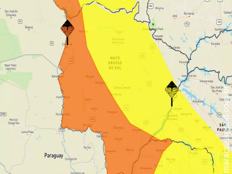 Mato Grosso do Sul tem alerta de perigo para tempestade com granizo nesta sexta