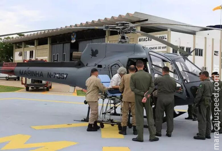 Mulher com lesão na coluna é resgatada por helicóptero no Pantanal