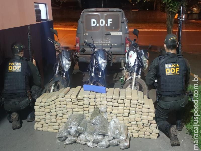 Maracaju: DOF apreende três motocicletas carregadas com quase 300 quilos de drogas, na estrada da Escola Agrícola Maracaju: DOF apreende três motocicletas carregadas com quase 300 quilos de drogas, na estrada da Escola Agrícola