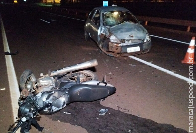 Motorista invade contramão na BR-163 em Dourados e bate de frente com moto