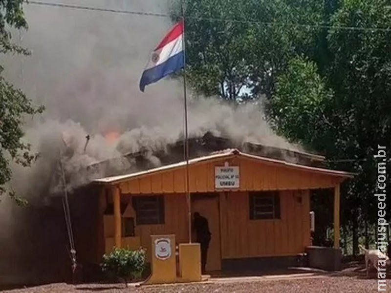 Posto policial é incendiado em cidade paraguaia que faz fronteira com Coronel Sapucaia