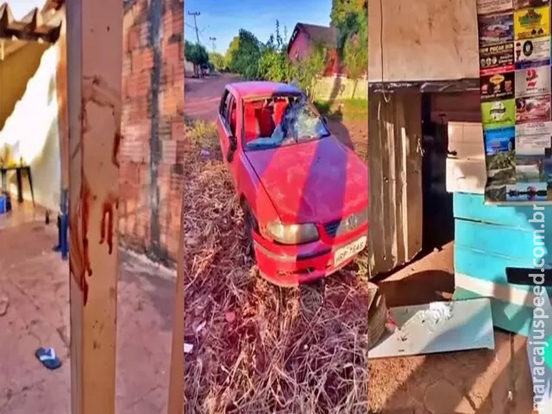 Desentendimento familiar termina em esfaqueamento e casa destruída por carro Desentendimento familiar termina em esfaqueamento e casa destruída por carro