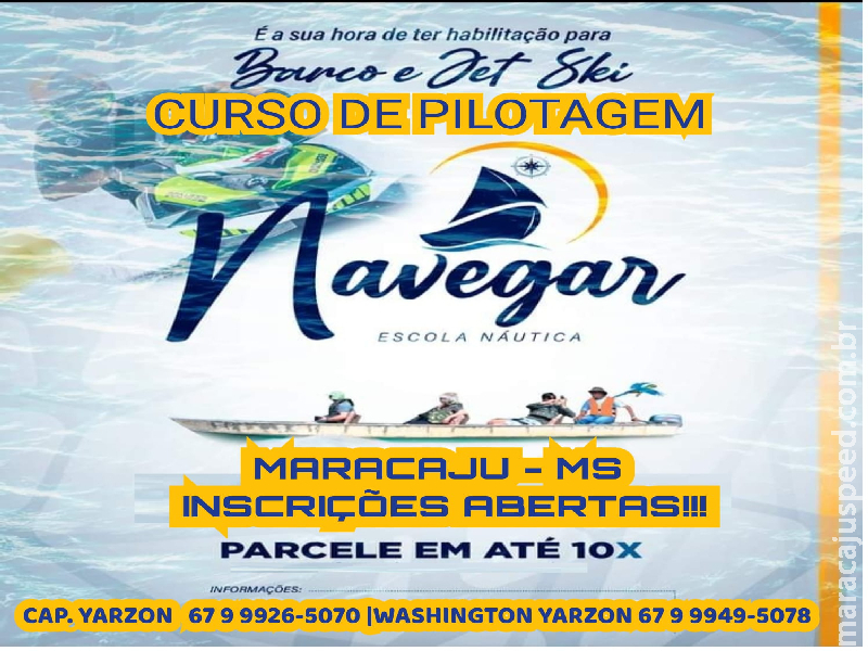"Escola Náutica Navegar" realizará curso de pilotagem em Maracaju para "Arrais Amador e Profissional"