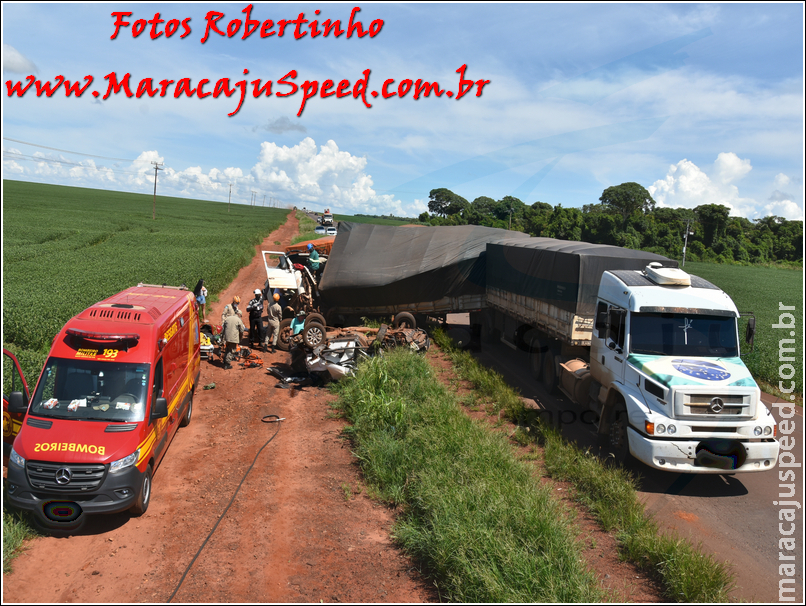 Maracaju: Bombeiros de Maracaju atendem acidente/colisão na MS-157 envolvendo duas carretas bitrem e dois veículos