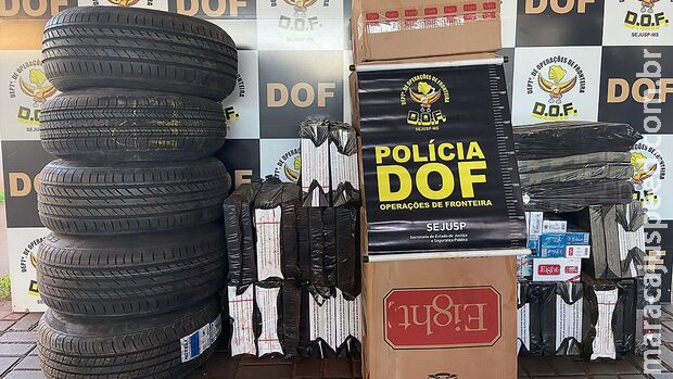 Idosa é presa viajando com cigarros e pneus contrabandeados do Paraguai Idosa é presa viajando com cigarros e pneus contrabandeados do Paraguai