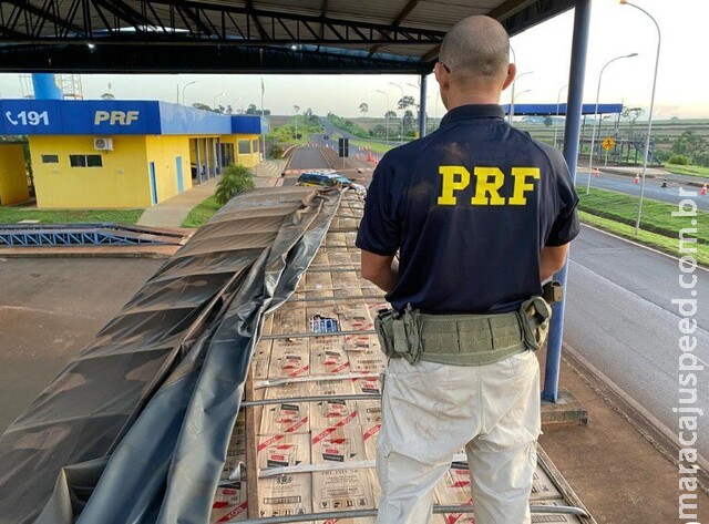 Polícia apreende carga de 600 mil maços de cigarro no sul de MS - CREDITO: CAMPO GRANDE NEWS Polícia apreende carga de 600 mil maços de cigarro no sul de MS - CREDITO: CAMPO GRANDE NEWS
