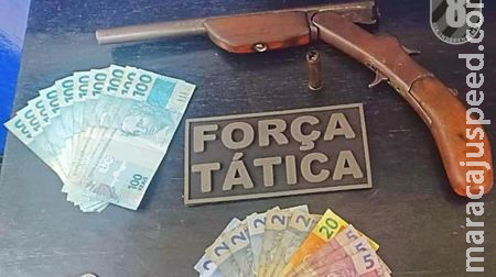 Polícia Militar prende homem em flagrante por disparo em via pública e porte de arma de fogo em Sidrolândia 