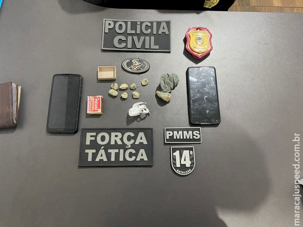 Polícias civil e militar de Vicentina fecham boca de fumo e prendem casal por tráfico de drogas