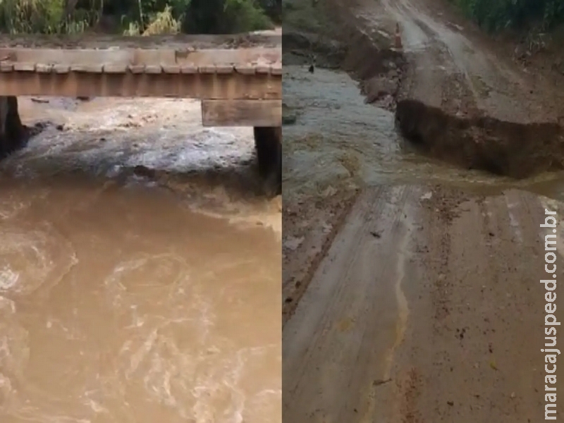 Enxurrada leva desvios e moradores de distrito de Bonito ficam ilhados