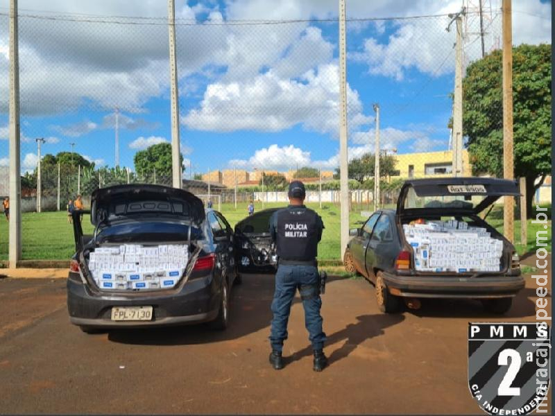 Maracaju: Polícia Militar apreende dois veículos com cigarros contrabandeados na Vila Juquita